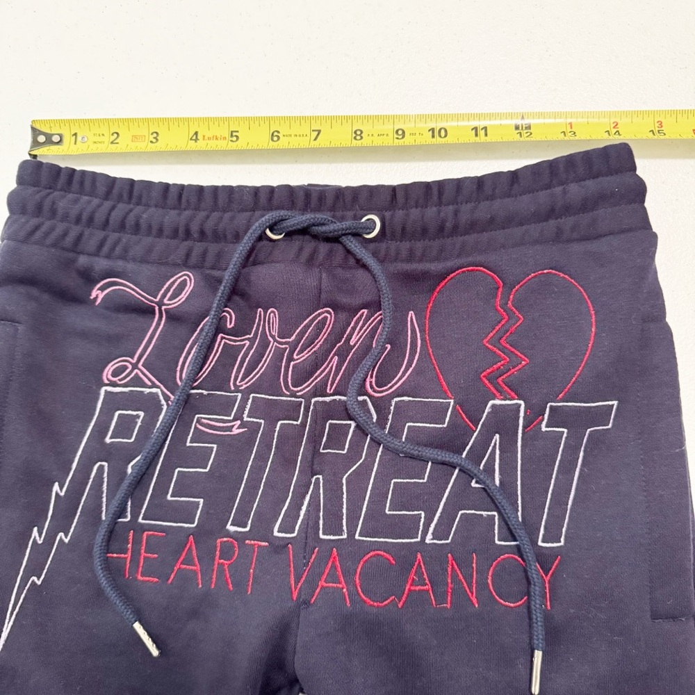 Ricchezza Lovers Retreat Sweatpants Navy Blue Embroidered Small - Picture 9 of 13
